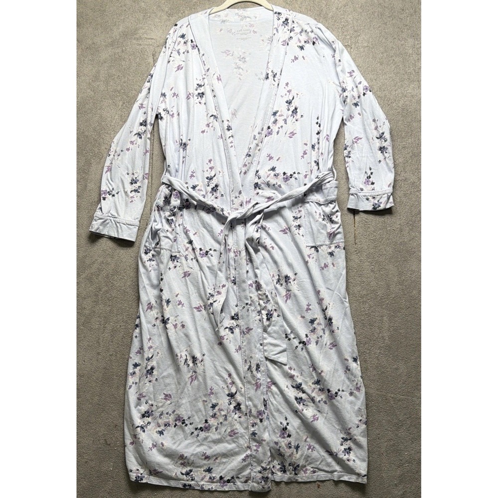 J Jill Sleep Women's Floral Print Robe & Tank Lounge Set Medium Lavender